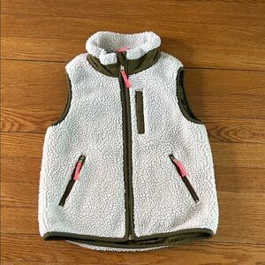 Crewcuts Kids Fleece Vest - White and Olive